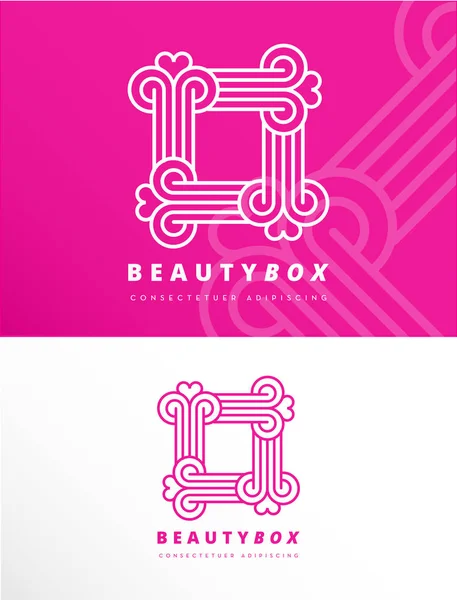 Illustration Numérique Affiches Avec Logos Cadre Lettres Beautybox — Image vectorielle