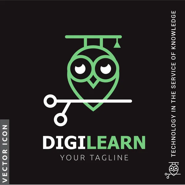 デジタル知識黒の概念ロゴ — ストックベクタ