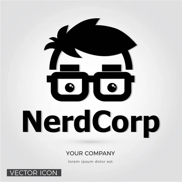 Cara Con Nerd Glasses Logo Icono — Vector de stock