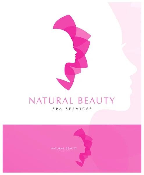 Plantilla Logotipo Salón Belleza Cara Mujer Flores Logotipo Spa Servicios — Vector de stock