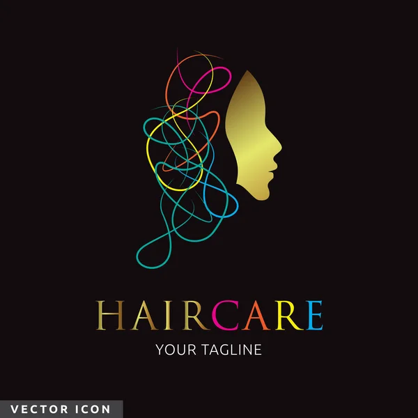 Haarpflegeposter Mit Goldenem Weiblichen Profil — Stockvektor