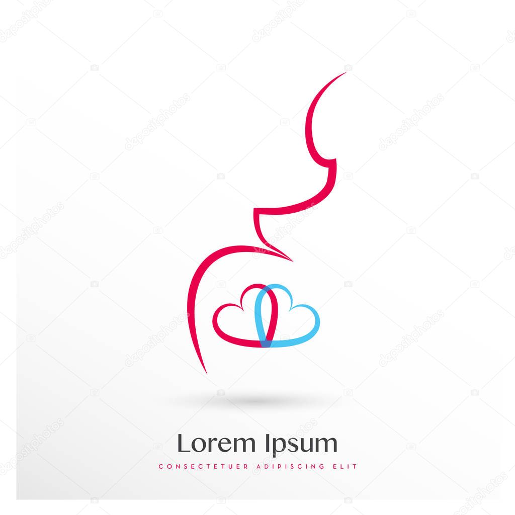 MINIMAL DESIGN OF A PREGNANT WOMAN IN A CIRCLE, GENDER : GIRL