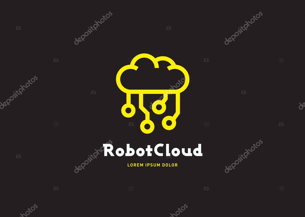 Cloud circuit LOGO / ICON on black background