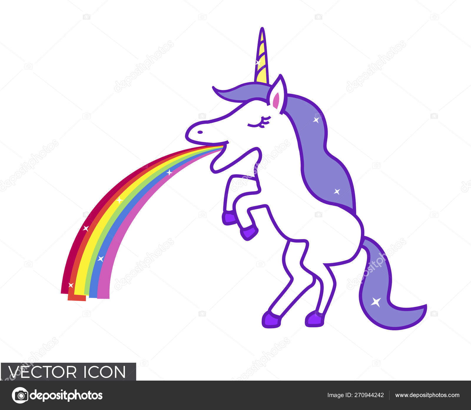 Unicorn Throwing Rainbow Stock Vector Nastazia 270944242