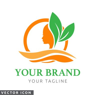 Güzellik Salonu Logo Şablonu, Kadın Yüz Silueti, Spa Logosu, Güzellik Hizmetleri