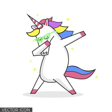 Dabbing Unicorn Vektör illüstrasyon 