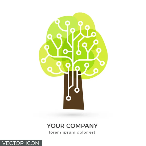 Circuit Tree Vector Logo Icon — Stock Vector