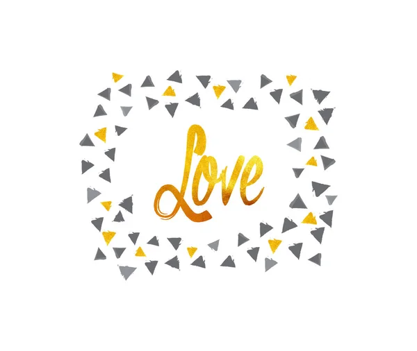 Digital Illustration Love Lettering Triangles Frame — Stockvector