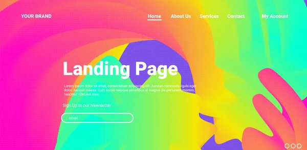 Abstract Wave Color Landing Page Futuristic Web Design Background Inglês — Vetor de Stock