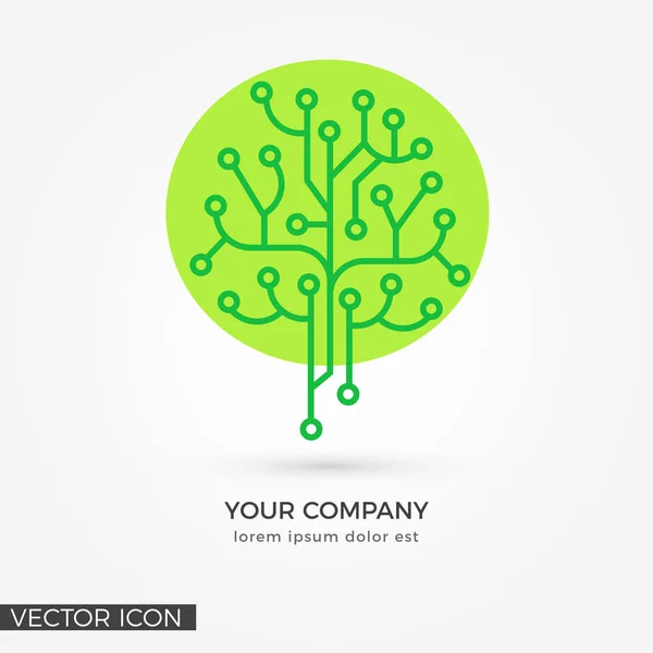 Circuit Tree Vector Logo Icon — стоковый вектор