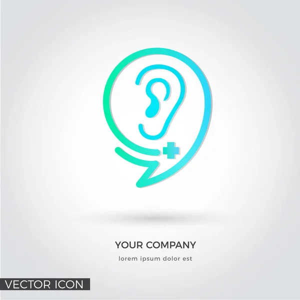 Oído Ícono Logo Médico — Vector de stock