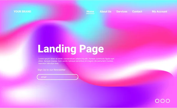 Resumen Wave Color Landing Page Futuristic Web Design Antecedentes Plantilla — Vector de stock