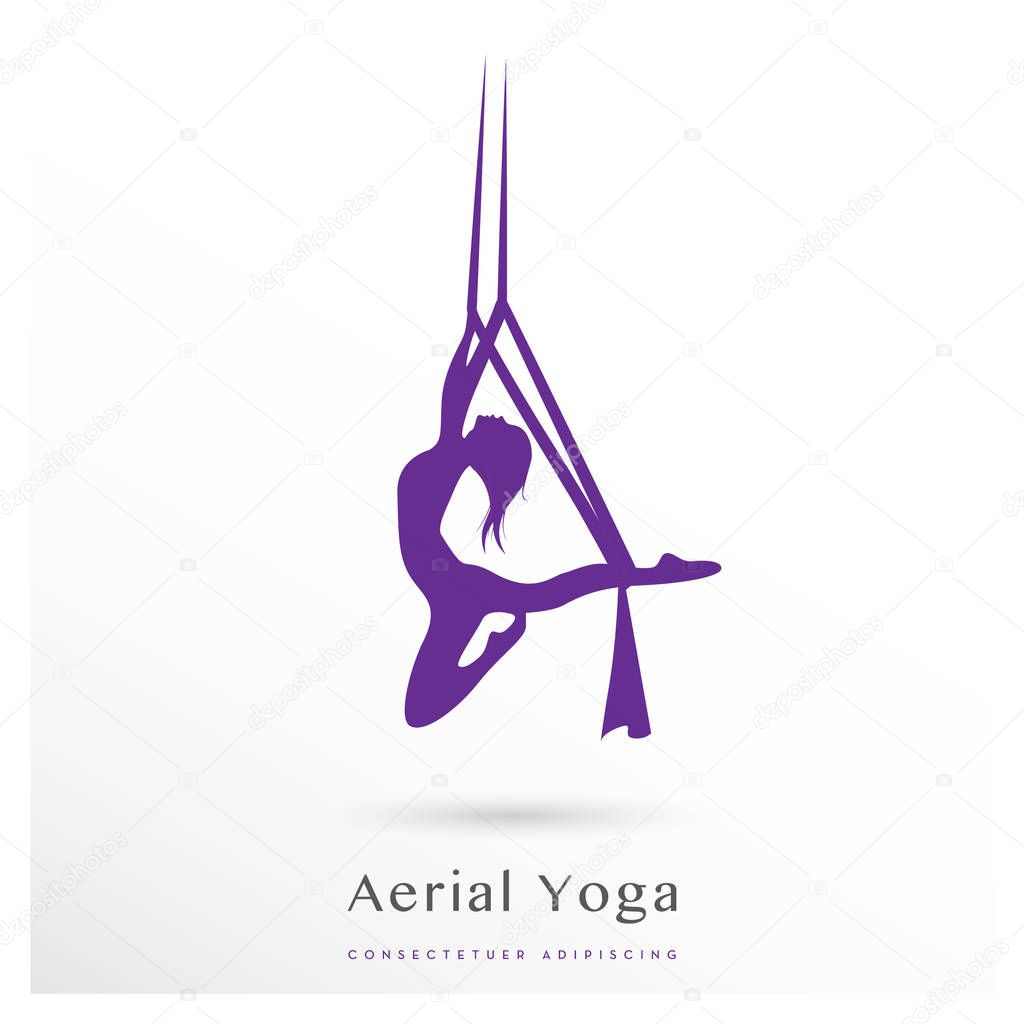Aerial yoga vector icon on white background