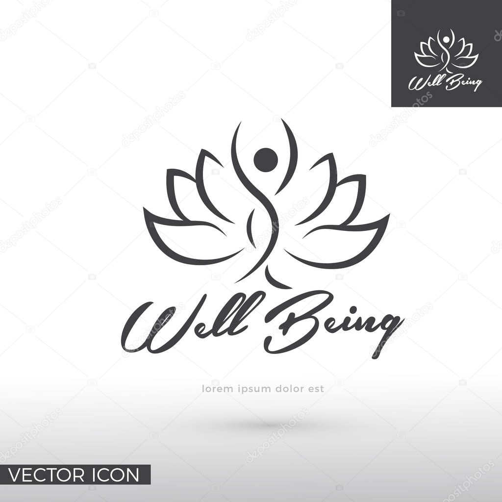 Woman silhouette in lotus flower , LOGO