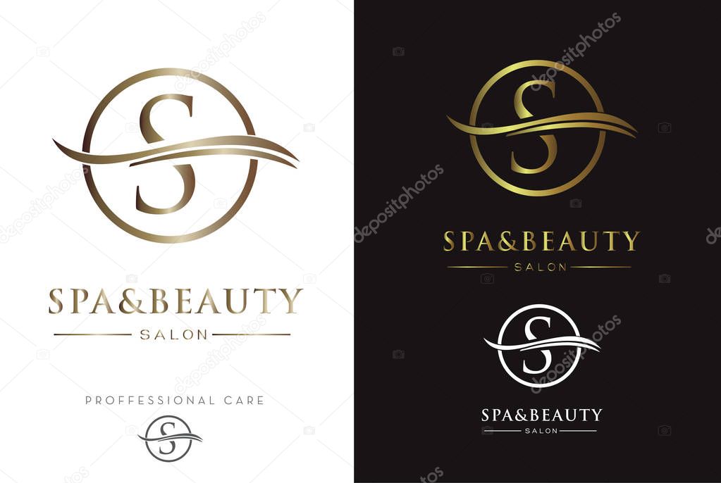 Luxury Gold Monogram S in circle Logo/Icon