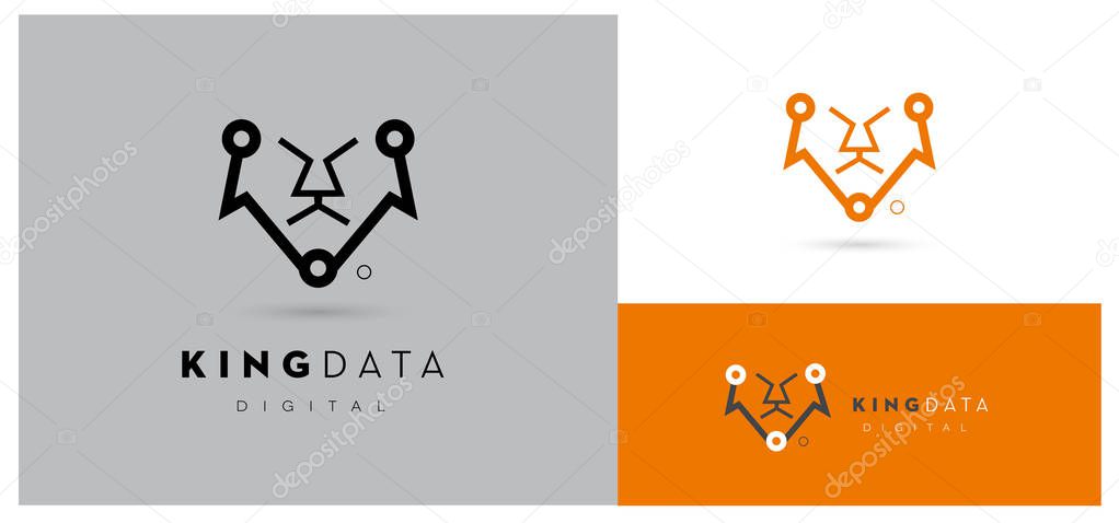CONCEPTUAL VECTOR LOGO / ICON OF A LION INCORPORATED WITH DIGITAL CIRCUIT