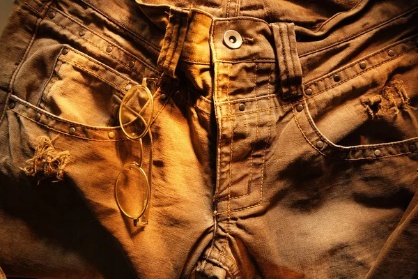 Jeans Weathered Crotch Fechar — Fotografia de Stock