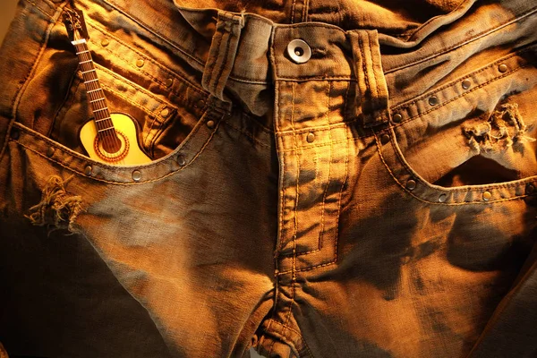 Jeans Weathered Crotch Fechar — Fotografia de Stock