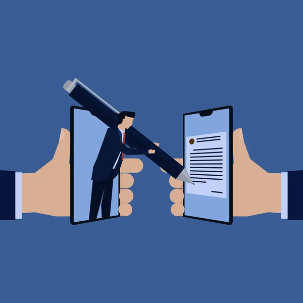 İş adamı dijital imzası internette. Business Landing Sayfa Şablonu.