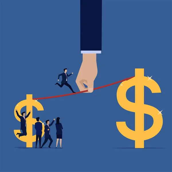 Homme Affaires Petit Salaire Gros Salaire Croissance Des Ventes — Image vectorielle