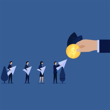 İş adamı tıklama başına para metaforu için tıklama simgesi verdi.