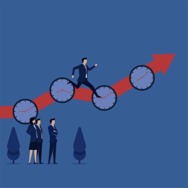 İş adamı çalışma saatleri metaforuyla bir diğerinden diğerine koşuyor.