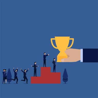 İş yassı vektör konsepti yöneticisi podyum takım çalışması metaforunda başarılı olduğu için ödül aldı.