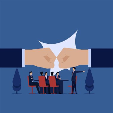 Ofis toplantısında iş yassı vektör konsept takımı yüzleşmesi.