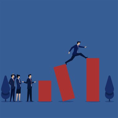 Ticari düz vektör konsepti işadamı bir sonraki hedef risk ve strateji metaforuna atıldı.