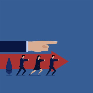 İş düz vektör konsept takımı, takım çalışması için oku ileri doğru itti.