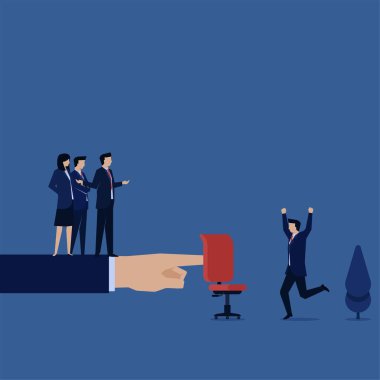 İş yassı vektör konsepti adamım koltuk metaforu için mutlu iş ve pozisyon almak.