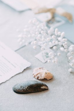 Şık düğün töreni, güzel ayrıntılar ve dekor çiçek ve halkaları ile yazdırma. Düğün davetiyeleri el ile hat ile yapılan