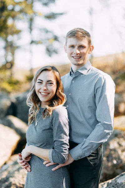 Pre Bröllop Fotosession Skogen Naturen Form Promenader Och Resor Skönheten — Stockfoto