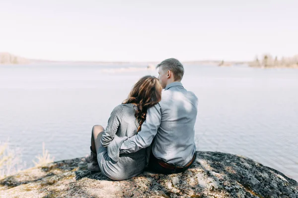 Sesión Fotos Pre Boda Bosque Naturaleza Forma Caminar Viajar Belleza — Foto de Stock