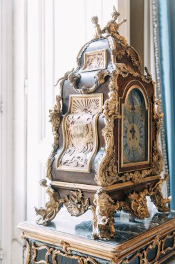 Napoli'de Capodimonte Müzesi. Güzel mimari ve tarihi heykeller. Sergi ve antik resim galerisi. Büyük bir sanatçı ve heykeltraşlar. İtalyan tarzı müzenin koridorlarında