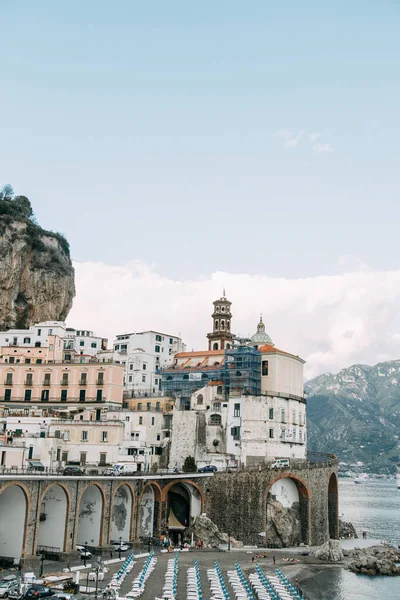 Costa Amalfi Las Laderas Montañosas Con Plantaciones Limones Vista Panorámica —  Fotos de Stock