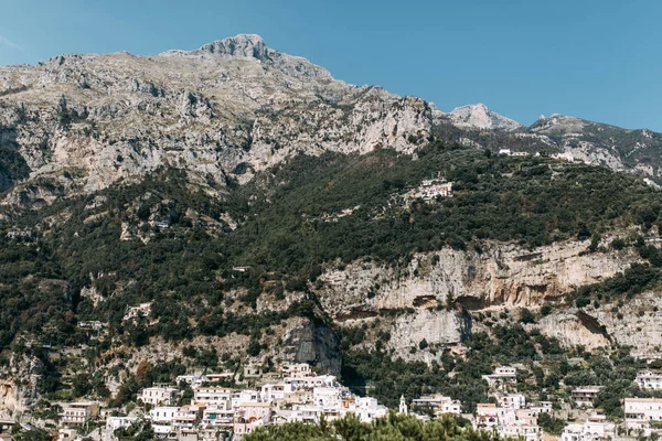 Costa Positano Amalfi Itália Panorama Cidade Noite Ruas Com Lojas — Fotografia de Stock