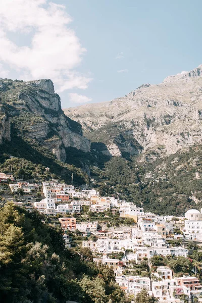 Costa Positano Amalfi Itália Panorama Cidade Noite Ruas Com Lojas — Fotografia de Stock