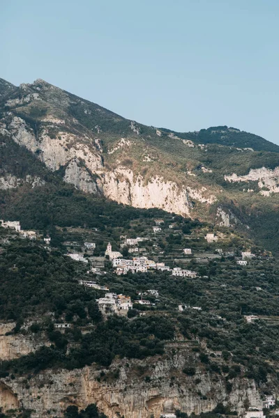 Costa Positano Amalfi Itália Panorama Cidade Noite Ruas Com Lojas — Fotografia de Stock