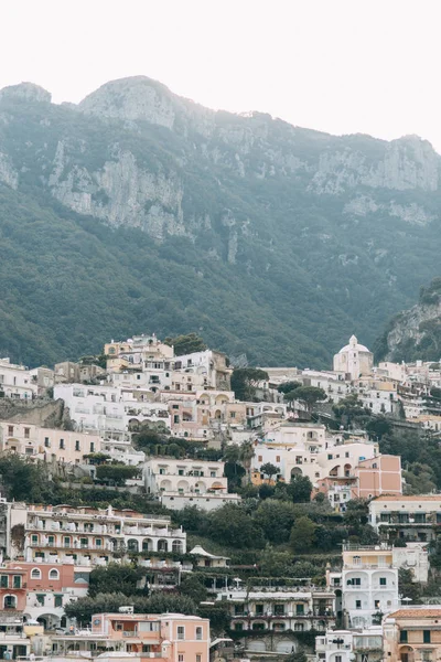 Costa Positano Amalfi Itália Panorama Cidade Noite Ruas Com Lojas — Fotografia de Stock