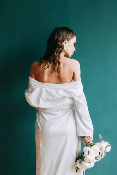 Konzeptionelle Hochzeit Der Morgen Der Braut Europäischen Stil Boudoir Kleid — Stockfoto