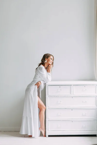 Konzeptionelle Hochzeit Der Morgen Der Braut Europäischen Stil Boudoir Kleid — Stockfoto