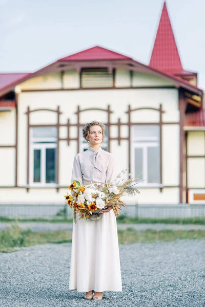 Casamento Com Amigos Próximos Pôr Sol Sua Casa Estilo Americano — Fotografia de Stock