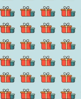 Noel ve yeni yıl resimler için belgili tanımlık tatil. 3D simgeleri ve desenler, Santa Flatley. Hediyeler ve 2019 yazıt.