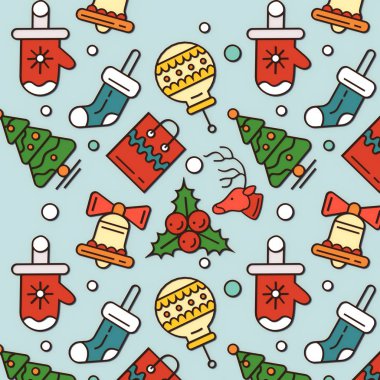 Noel ve yeni yıl resimler için belgili tanımlık tatil. 3D simgeleri ve desenler, Santa Flatley. Hediyeler ve 2019 yazıt.