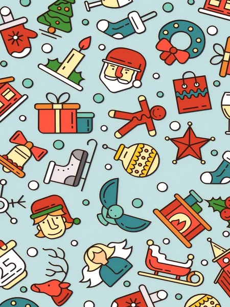 Natale Capodanno Illustrazioni Vacanze Icone Motivi Santa Flatley Regali Iscrizione — Foto Stock