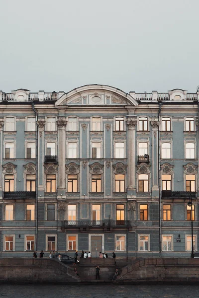 Elementy Architektury Budynków Historycznych Ulice Sankt Petersburgu Mostów Rzek Nocny — Zdjęcie stockowe