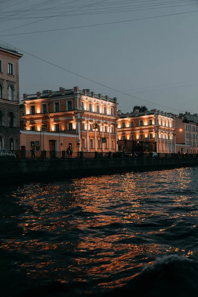 Elementy Architektury Budynków Historycznych Ulice Sankt Petersburgu Mostów Rzek Nocny — Zdjęcie stockowe