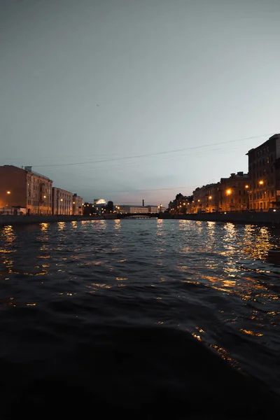 Elementy Architektury Budynków Historycznych Ulice Sankt Petersburgu Mostów Rzek Nocny — Zdjęcie stockowe