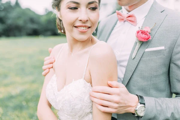 Stylish Wedding Petersburg Elagin Island Castle Background Walking Photo Session — Stock Photo, Image